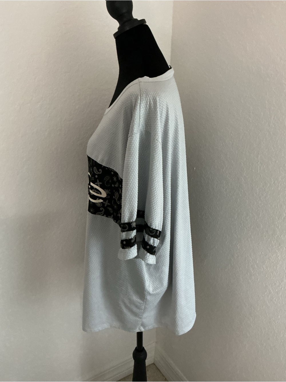 Bebe Sport 3X Gray Textured Logo Tee Oversized Athleisure Top Plus Size - Picture 4 of 12